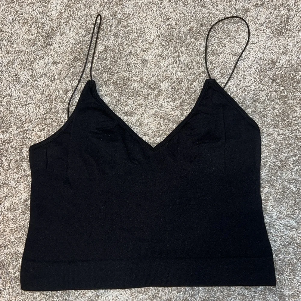 Free People - Ribbed V-Neck Brami in black size m/l - Picture 4 of 6